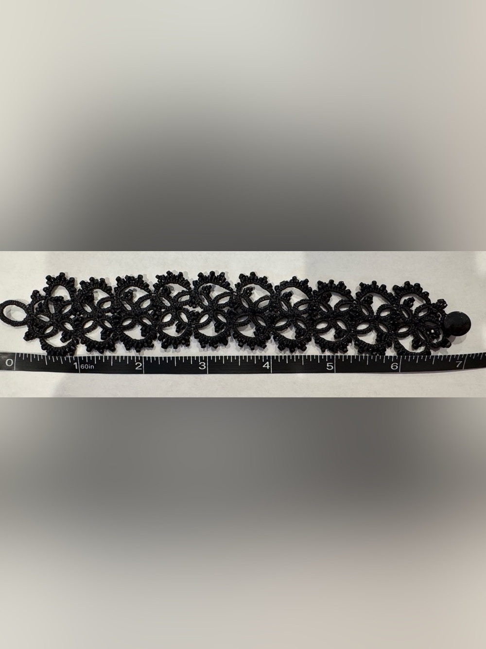 Black Victorian Lace  Bracelet with delicate black beads